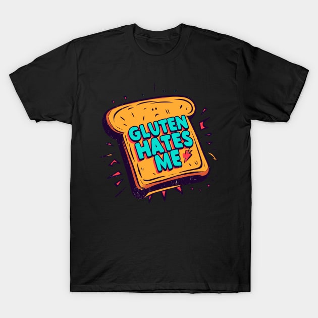 Funny Gluten Hates Me T-Shirt by TomFrontierArt